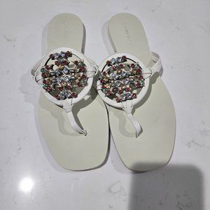 Tory Burch Crystal Miller Square Toe in New Ivory